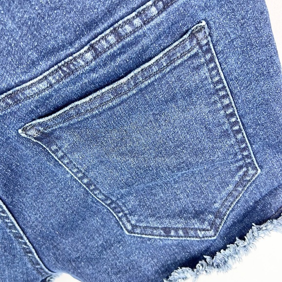 VENUS | 💙 Dark Blue Faded Stretchy Cutoff Raw Hem Short Denim Jean Shorts - Picture 5 of 5